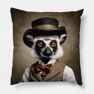 Victorian Lemur Portrait Artistic Gift Fashion Animal Style Pillow