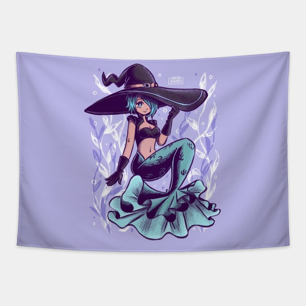 Little Mermaid Witch Tapestry by Angi.Laguado