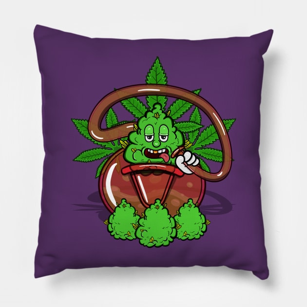 Weed Bud On Glass Bong and Marijuana Pillow by tedykurniawan12