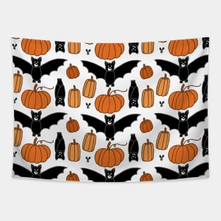 Bats and Pumpkins | Halloween | Bats Pattern Tapestry