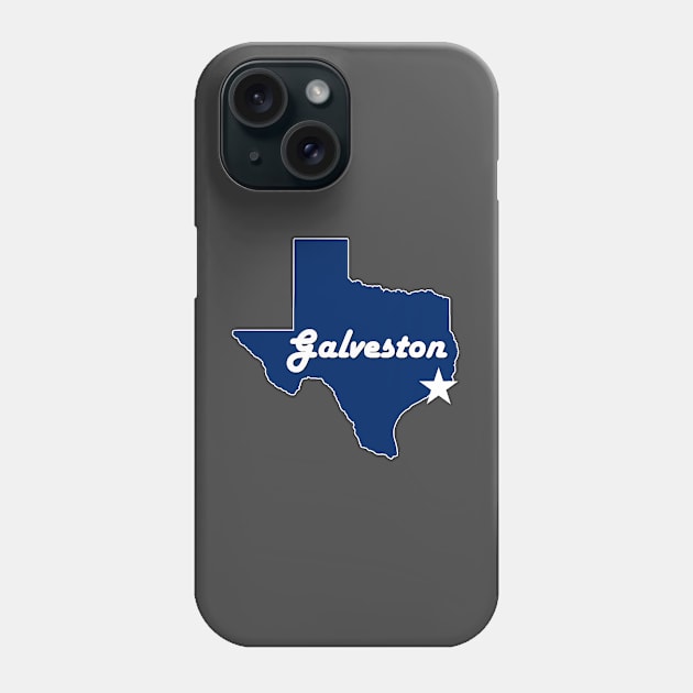 Galveston Texas Navy Blue Lone Star State Map Texan Phone Case by Sports Stars ⭐⭐⭐⭐⭐