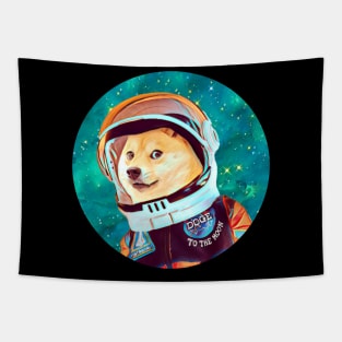 To the Moon Doge Astronaut: Crypto Dogecoin Shiba Inu Meme Tapestry