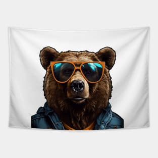 Adorable Bear Wearing a Glasses Tapestry