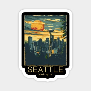 A Vintage Travel Illustration of Seattle - Washington - US Magnet