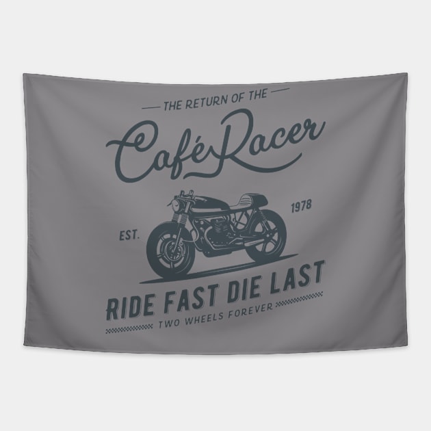 Cafe Racer Rider Motorcycle Tapestry by andros9