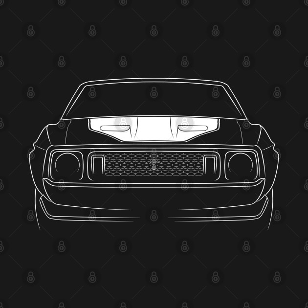 front/profile 1973 Ford Mustang Mach 1 stencil, white by mal_photography