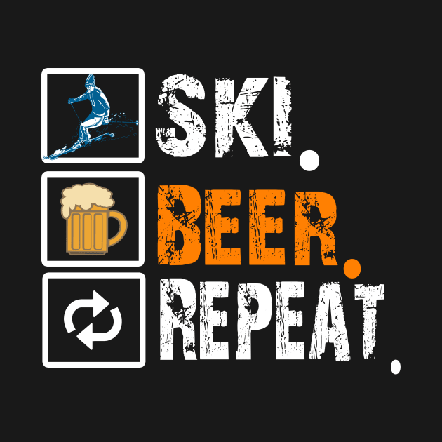 Funny Ski Beer Repeat Skiing & Skiers by theperfectpresents