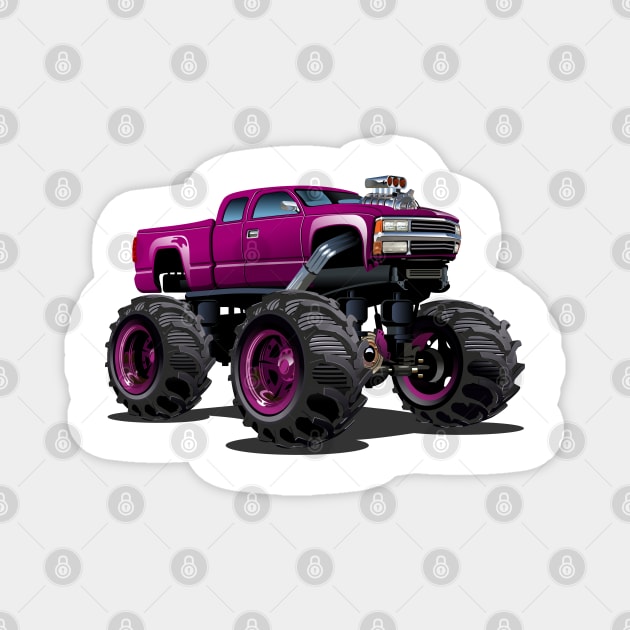 cartoon monster truck Magnet by Mechanik