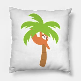 Sloth Hanging on Coconut Tree Pillow