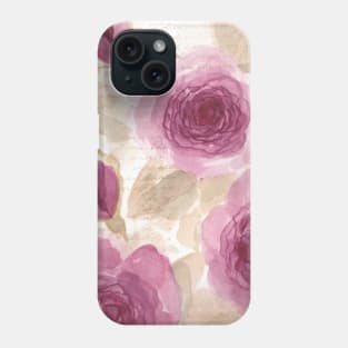 Dark Pink Watercolor Roses and Script ~ Shabby Chic Style Phone Case