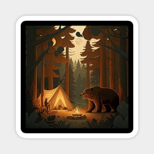 Camping with Bear,  Adventure in the Forest Magnet