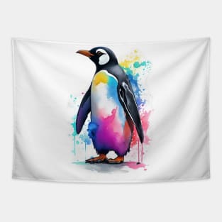 Watercolor Artistic Penguin Tapestry