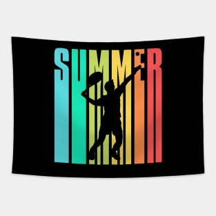 US Open Summer Tennis Silhouette Tapestry