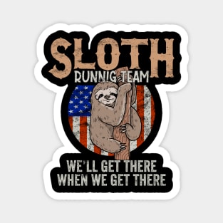 Vintage Sloth Running Team We'll Get There Funny Sloth Magnet