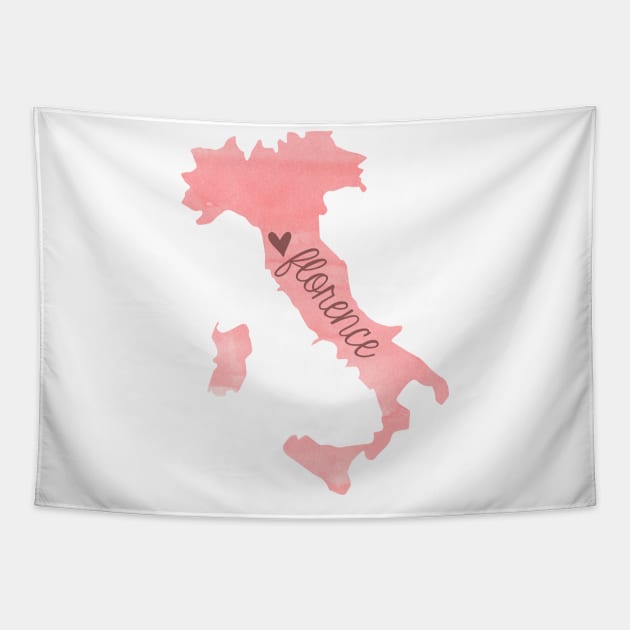 Pink Watercolor Florence Italy Sticker Tapestry by aterkaderk