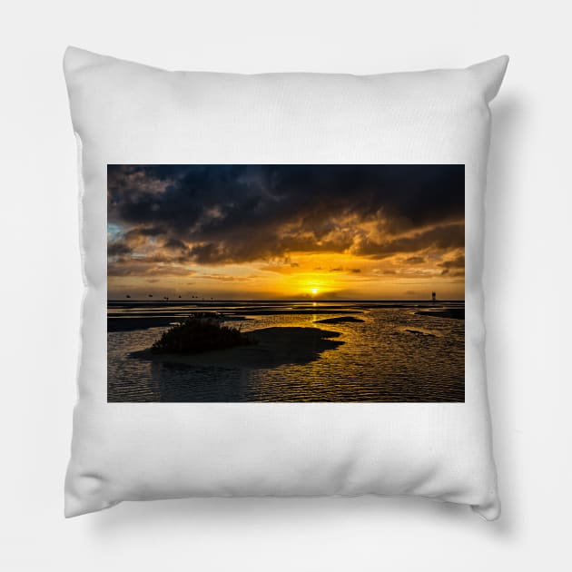 Sunrise, Gorriones,  Costa Calma Pillow by Reg-K-Atkinson