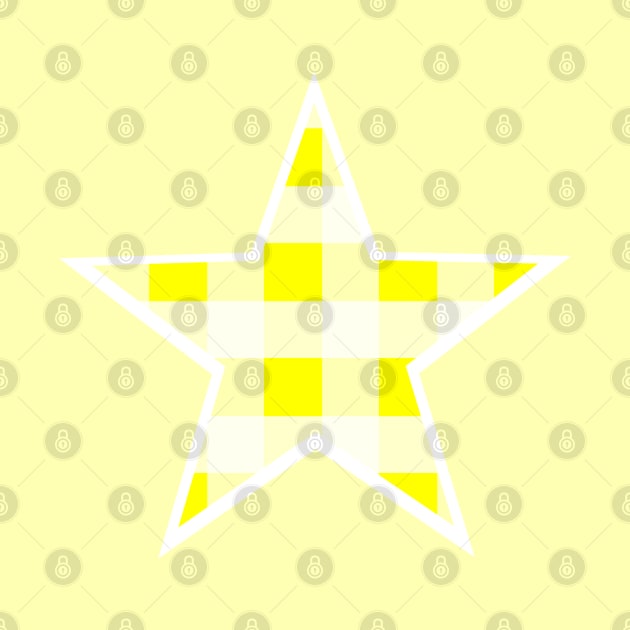 Yellow and White Buffalo Plaid Star by bumblefuzzies