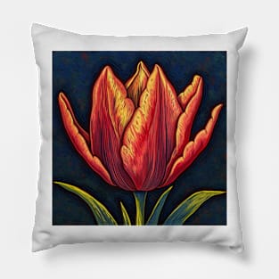 Orange Flame Tulip Bloom Pillow