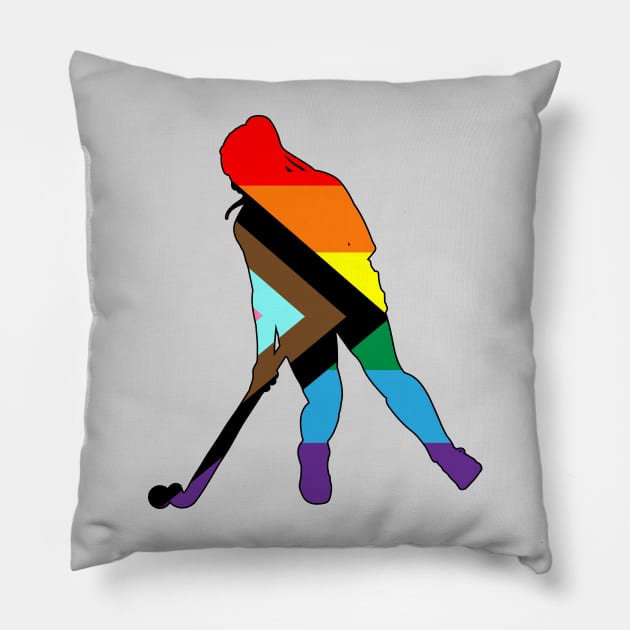 Field Hockey: Queer Pride Pillow by ziafrazier