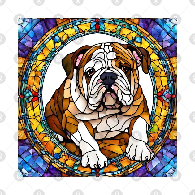 Stained Glass English Bulldog by Doodle and Things