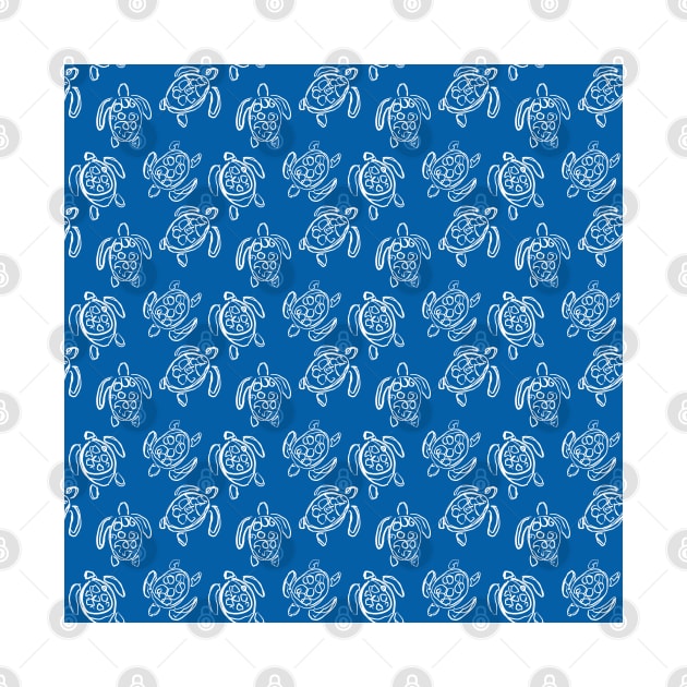 Sea Turtle Pattern Turtles Blue and White Drawing by Trippycollage