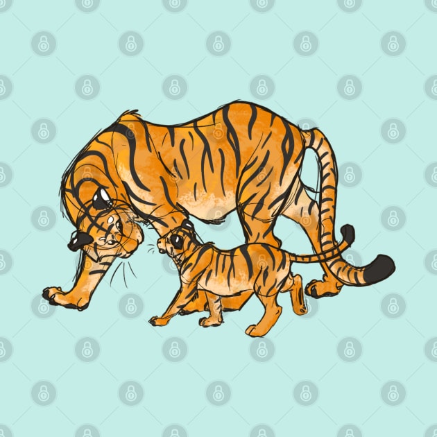 Illustrated Tiger Mama & Cub by CloudWalkerDesigns