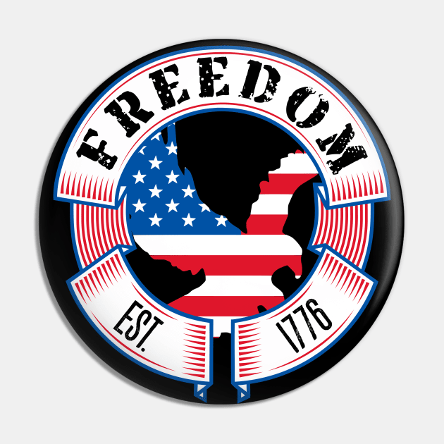 USA - Freedom Established 1776 - patriotic - American Flag - Eagle Pin by Crimson Leo Designs