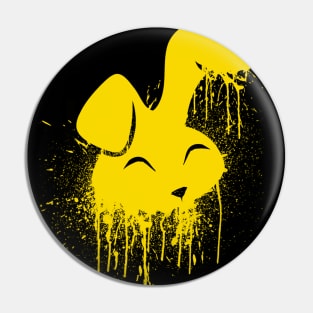 Hot Yellow Neon Spray Paint Cute Bunny Pin