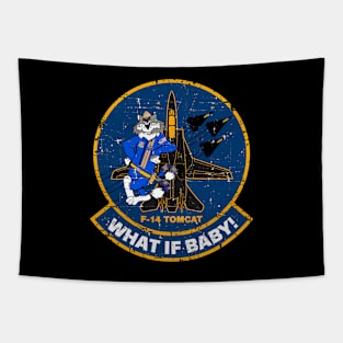 F-14 Tomcat - What If Baby- F-14 Tomcat - Grunge Style Tapestry