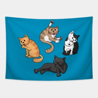 Four Cats Washing Tapestry