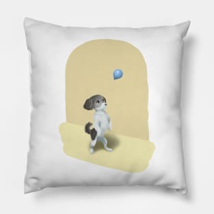 小花狗与蓝色气球Little flower dog and blue balloon Pillow