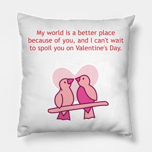 My world is a better place because of you. Valentine Pillow