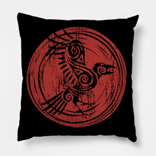 Distressed Raven - Viking Mythology Design Pillow