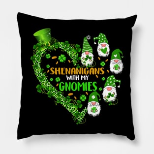 Gnome St Patricks Day Shenanigans With My Gnomies Shamrock Pillow