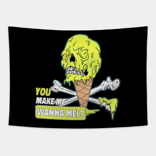 Make Me Melt Dripping Ice Cream Skull Tapestry