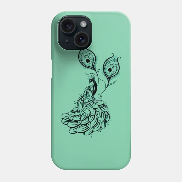 Black peacock Phone Case by  Suchalee