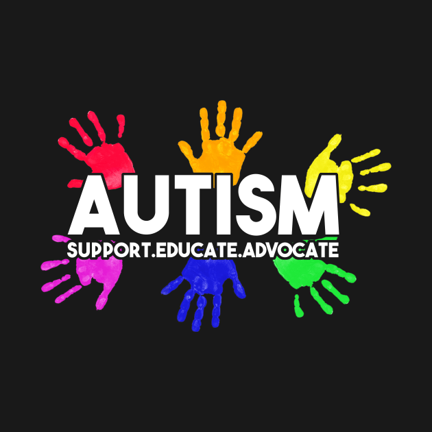 Autism Awareness Educate Love Support Advocate Hand Colorful by nhatvv