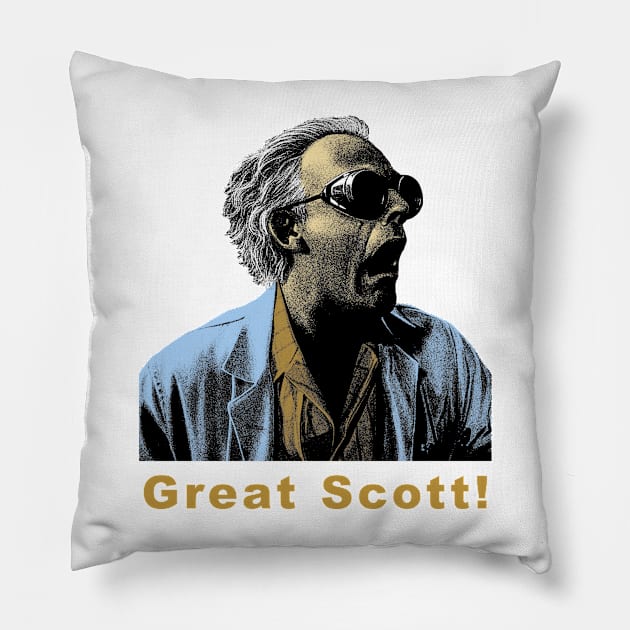 great scott ! doc brown Pillow by Genetics art