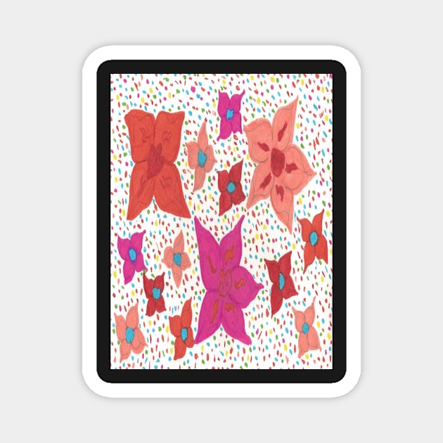 Colorful Flowers and Polka Dots Magnet by DanielleGensler