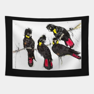 Bushfire black cockatoos Tapestry