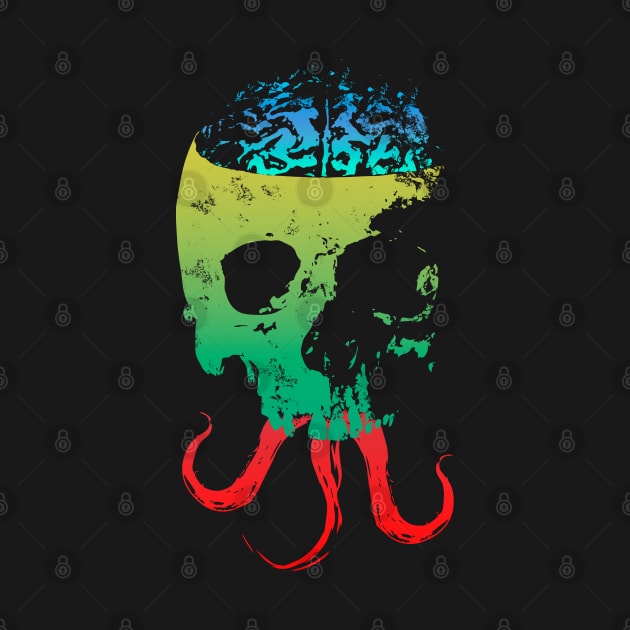 Scary Skull with Brain - Color Version 5 by Scailaret