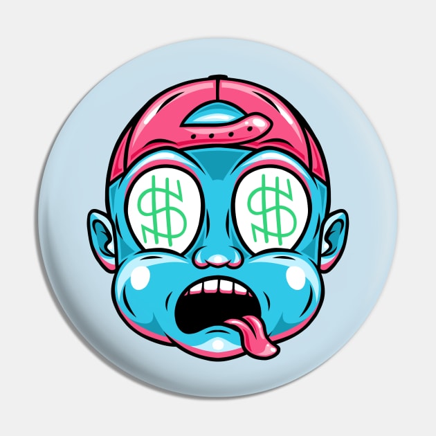 Money Boy Seeing Dollar Signs Pin by SmittyGFX