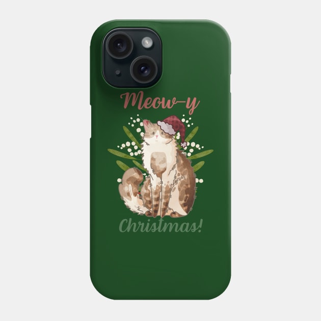 Meow-y Christmas! - Cream Fluffy Cat Phone Case by Feline Emporium