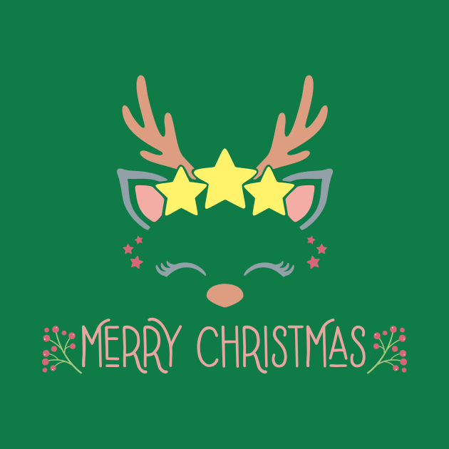 Cute Deer Merry Christmas by PasTeel