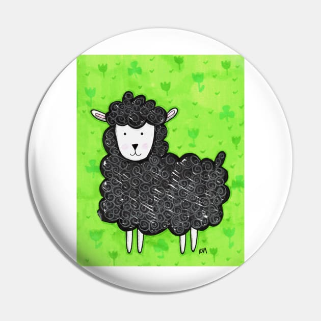 Black Sheep In A Pasture Pin by RuthMCreative