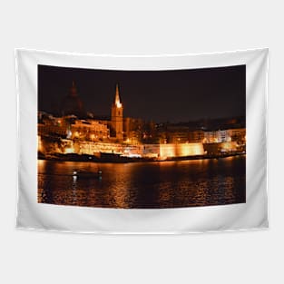 Valetta Cityscape at Night. Malta Tapestry