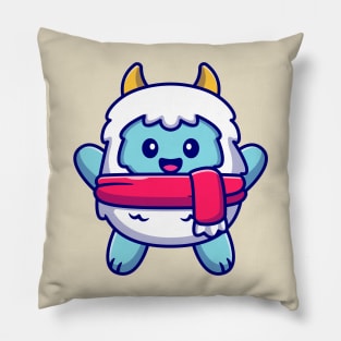 Cute Yeti Kid Cartoon Pillow