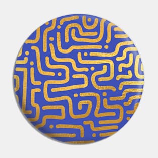 Indigo Blue Gold colored abstract lines pattern Pin