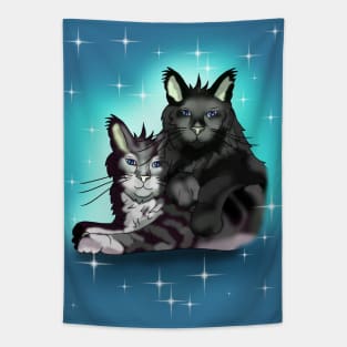 Maine Coon cat brothers with blue eyes Tapestry