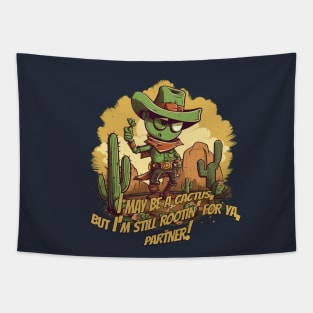 Funny Cactus Cowboy T-Shirt Design Tapestry